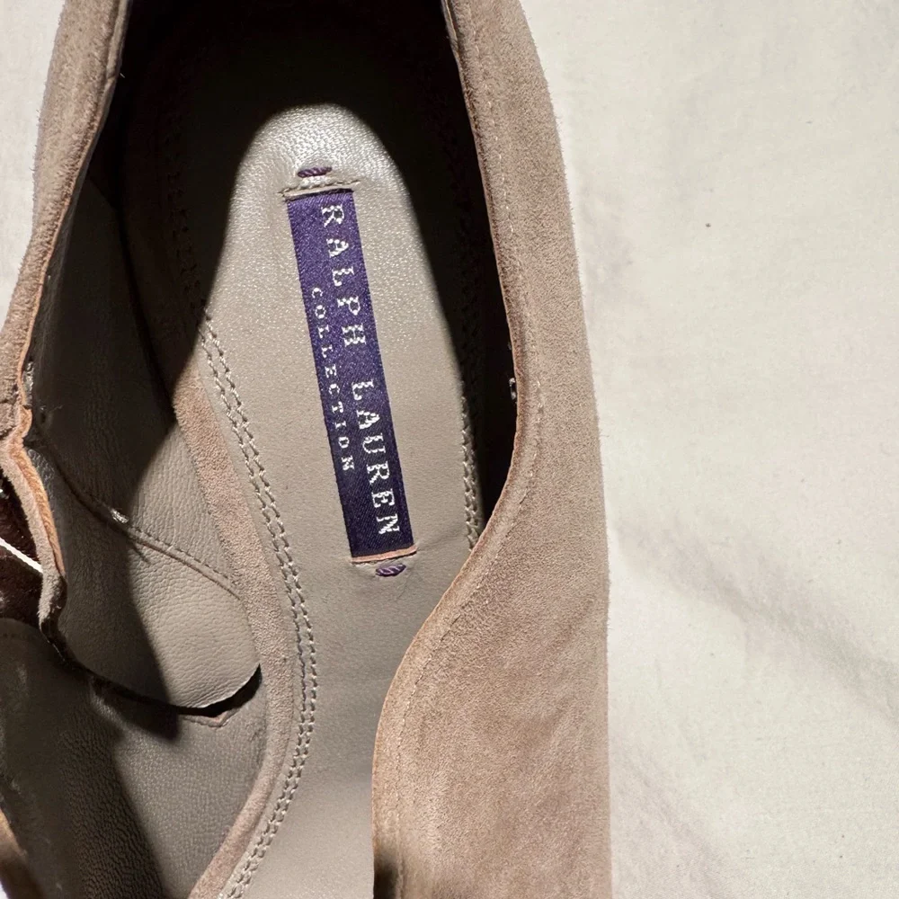 Taupe suede Ralph Lauren Collection wedge bootie - Picture 2 of 5